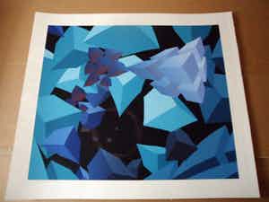 Hans Klaui - Mooi geometrische zeefdruk van Hans Klaui, verkocht voor € 40!