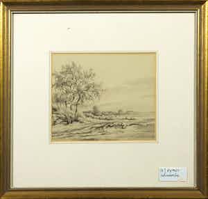 Arnoldus Johannes Eymer - Aquarel, Landschap - Ingelijst verkocht voor € 1!
