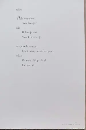 Arty Grimm - Cees Nooteboom - Tekens tegen het wit, tekst + zeefdruk kopen? Bied vanaf 75!