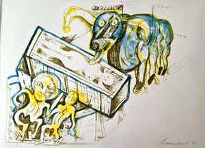 Lucebert - kleurlitho - gesigneerd - 6/40(zeldzaam) - 1982 verkocht voor € 1!