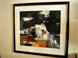 Ate Hamstra - Fries impressionist - Olieverf op papier "Stedelijk landschap" GROOT!! verkocht voor € 20!