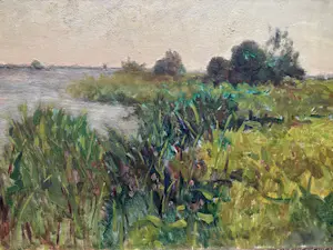 Henk Leurs - Hollands polderlandschap met bootje aan de horizon kopen? Bied vanaf 175!