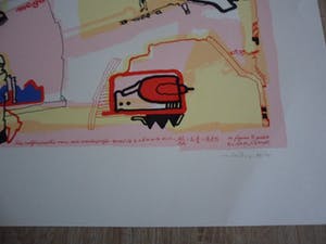 Huibert van Dorp - Zeefdruk, "Magnetische Flux". kopen? Bied vanaf 35!