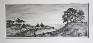 Frans IJserinkhuijsen - Avond in 't Gooi - ets - ingelijst kopen? Bied vanaf 40!