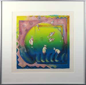 Marianne Aulman - Litho, Aire II - Ingelijst verkocht voor € 35!