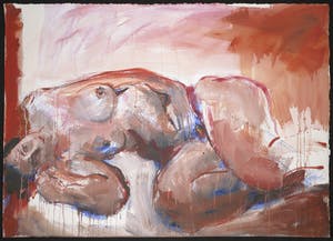 Franscz Witte - Acryl op papier, Liggend naakt kopen? Bied vanaf 70!