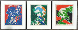 Buy Maurice Wyckaert - Lyrisch abstract drieluik, 3x litho (mooi ingelijst, groot)? Bid from 795!