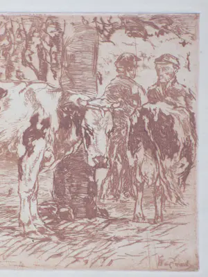 Willem de Zwart - Koemarkt - Ets in rood kopen? Bied vanaf 65!