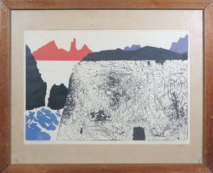 Ger Gerrits - Litho, Cañon en bergplateau - Ingelijst kopen? Bied vanaf 50!