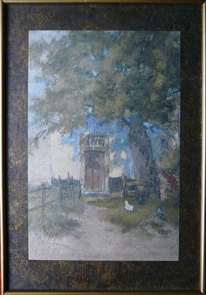 Johannes Josephus Garjeanne - Boeren erf -aquarel circa 1930- kopen? Bied vanaf 40!