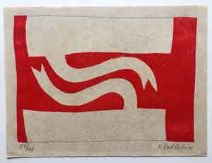 Klaas Gubbels - houtdruk ‘Naar Elkaar’ - 2016 verkocht voor € 295!