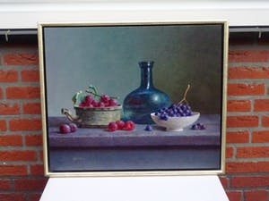 Hans Habraken - Stilleven druiven, pruimen, en een fles. kopen? Bied vanaf 795!