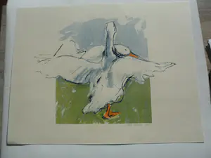 Ellen Meuwese - zeefdruk - 'Ganzen' kopen? Bied vanaf 30!