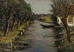Leonid Sologoub - Olieverf op doek, Hollands landschap kopen? Bied vanaf 20!