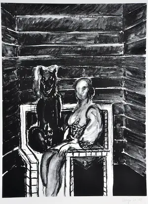 Yvan Theys - "Liefde" - 1976 - Gouache op papier - Ingelijst - PLUS zeefdruk (ook Theys) kopen? Bied vanaf 150!