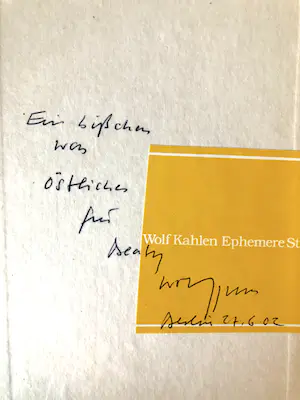 Wolf Kahlen - "Ephemere Stucke" - Bijzonder Object, Boek kaufen? Bieten Sie von 40!