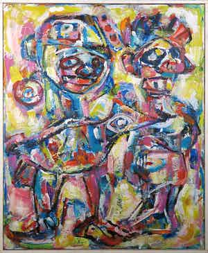 Christine Spierings - Olieverf op doek, Stones - Ingelijst (Groot) verkocht voor € 60!