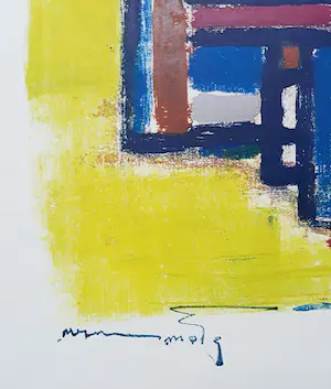 Wim Motz - Geometrisch abstracte compositie, litho kopen? Bied vanaf 30!