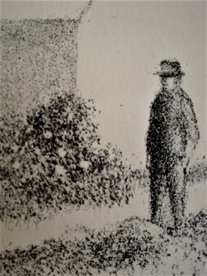 Metten Koornstra - Meester van de Verstilling - gelimiteerde ETS - "Man in Landschap - gesigneerd kopen? Bied vanaf 10!