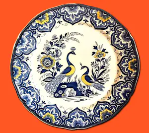 Villeroy en Boch - 2erSet Wandteller Keramik Serie Paon Pfauenmotiv Mettlacher Kupferstich 70er J. kaufen? Bieten Sie von 20!