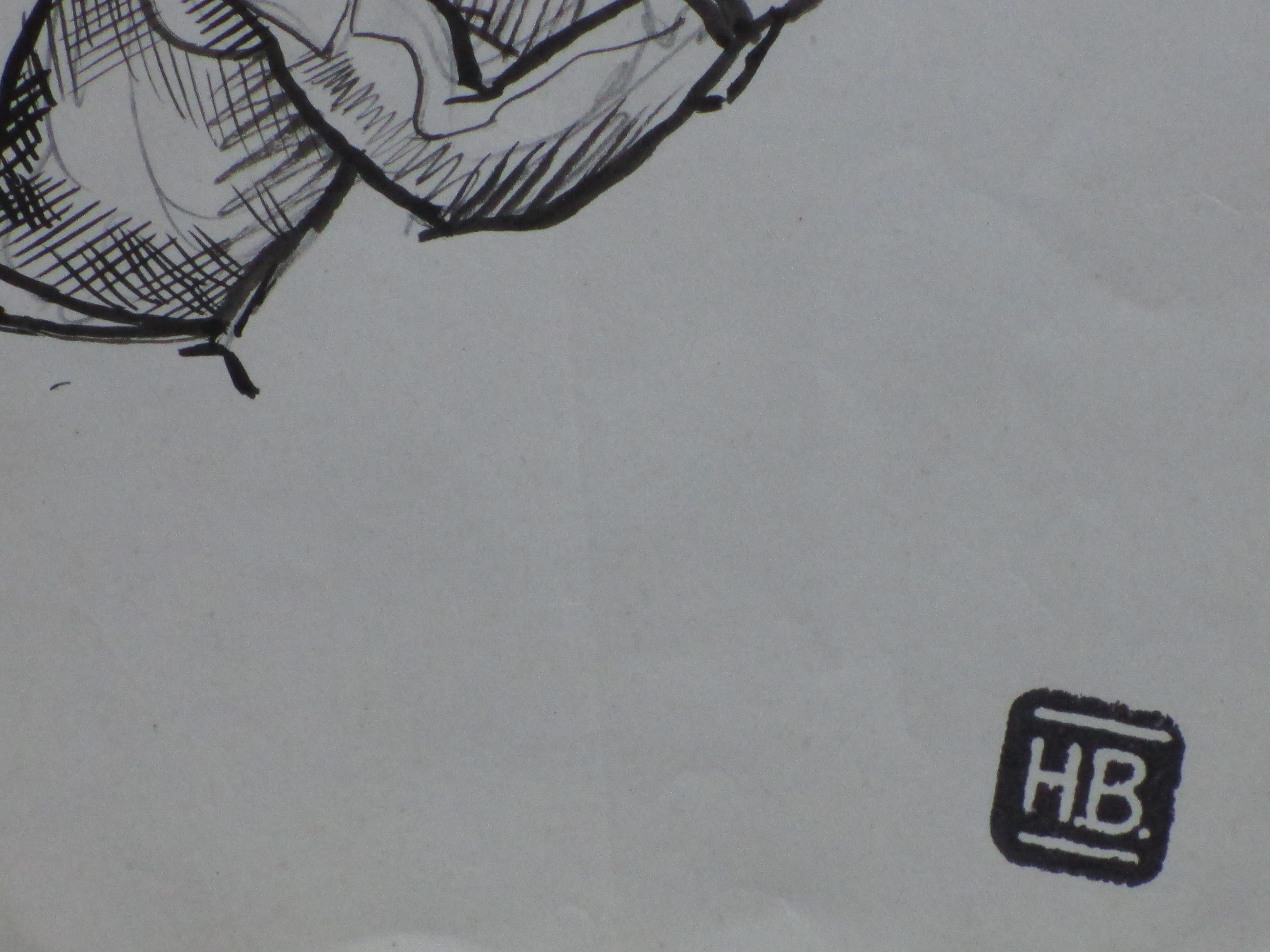 Herman Bieling - Bokser en boksbal - Tekening kopen? Bied vanaf 1!