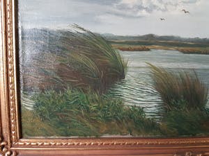 Carel Frederik Kellenbach - Plaslandschap met rietkragen kopen? Bied vanaf 120!
