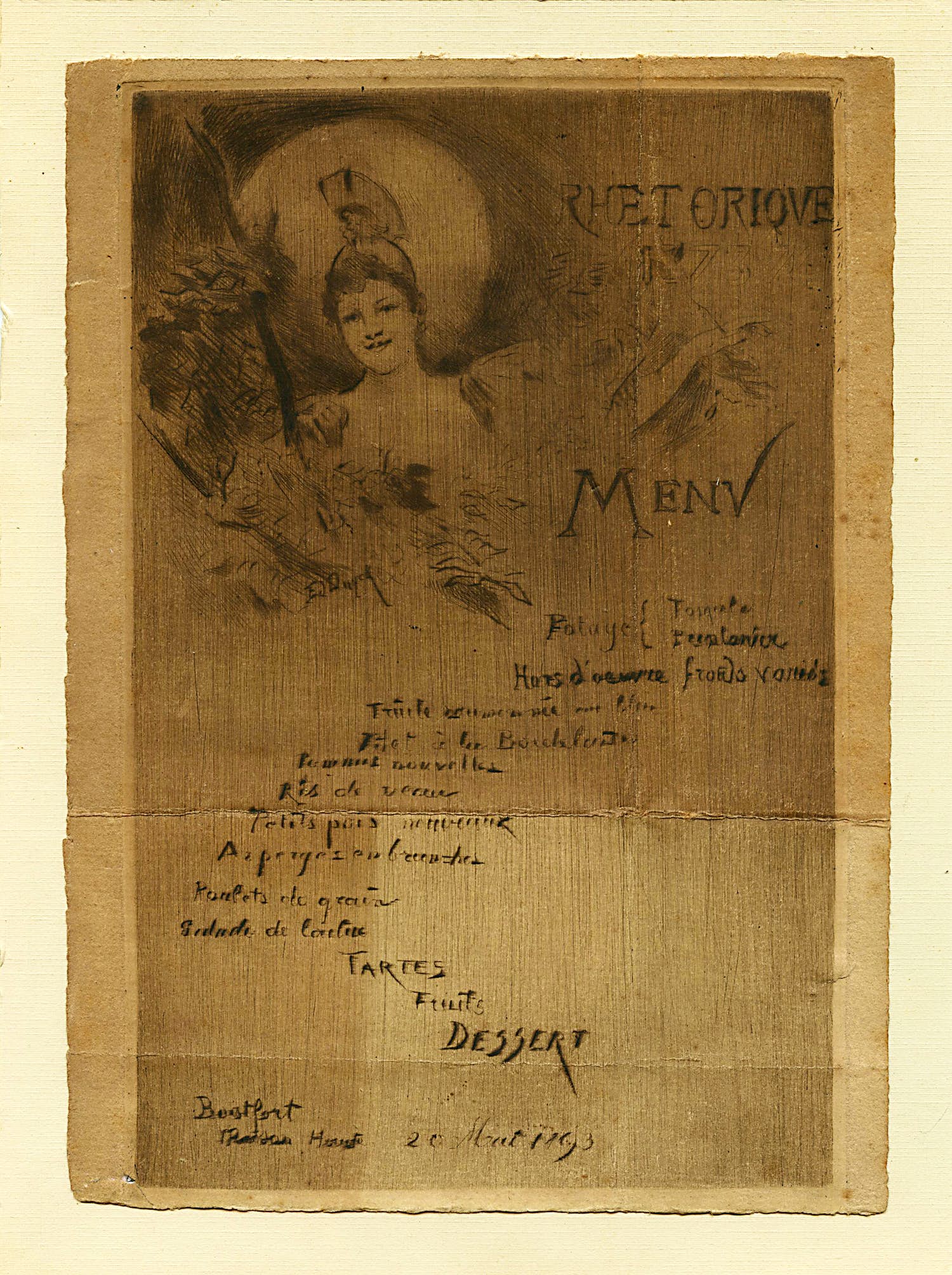 Edouard Duyck - Menukaart 20 mei 1893 voor "Maison Hantée" verkocht voor € 1!