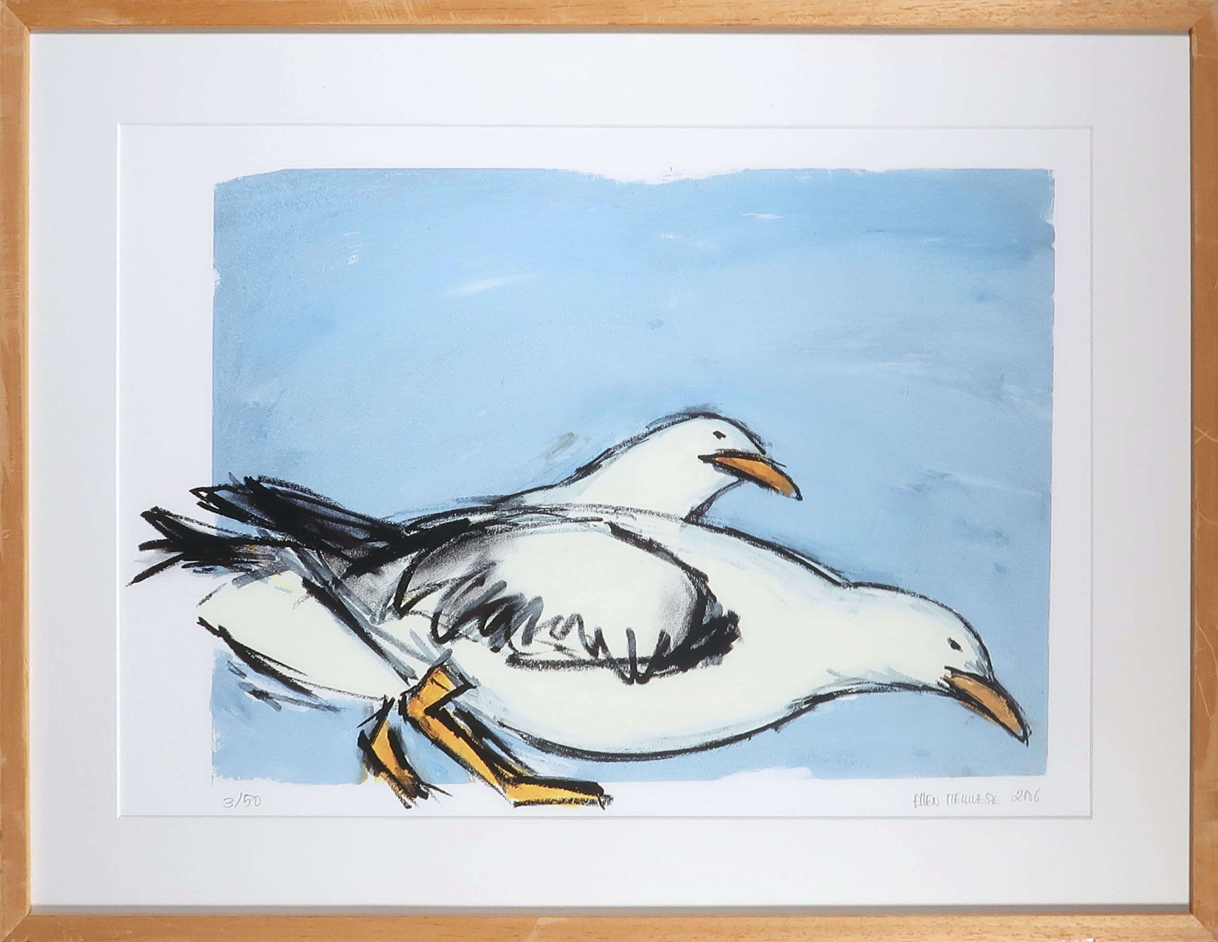 Ellen Meuwese - Giclée, Twee meeuwen - Ingelijst kopen? Bied vanaf 1!