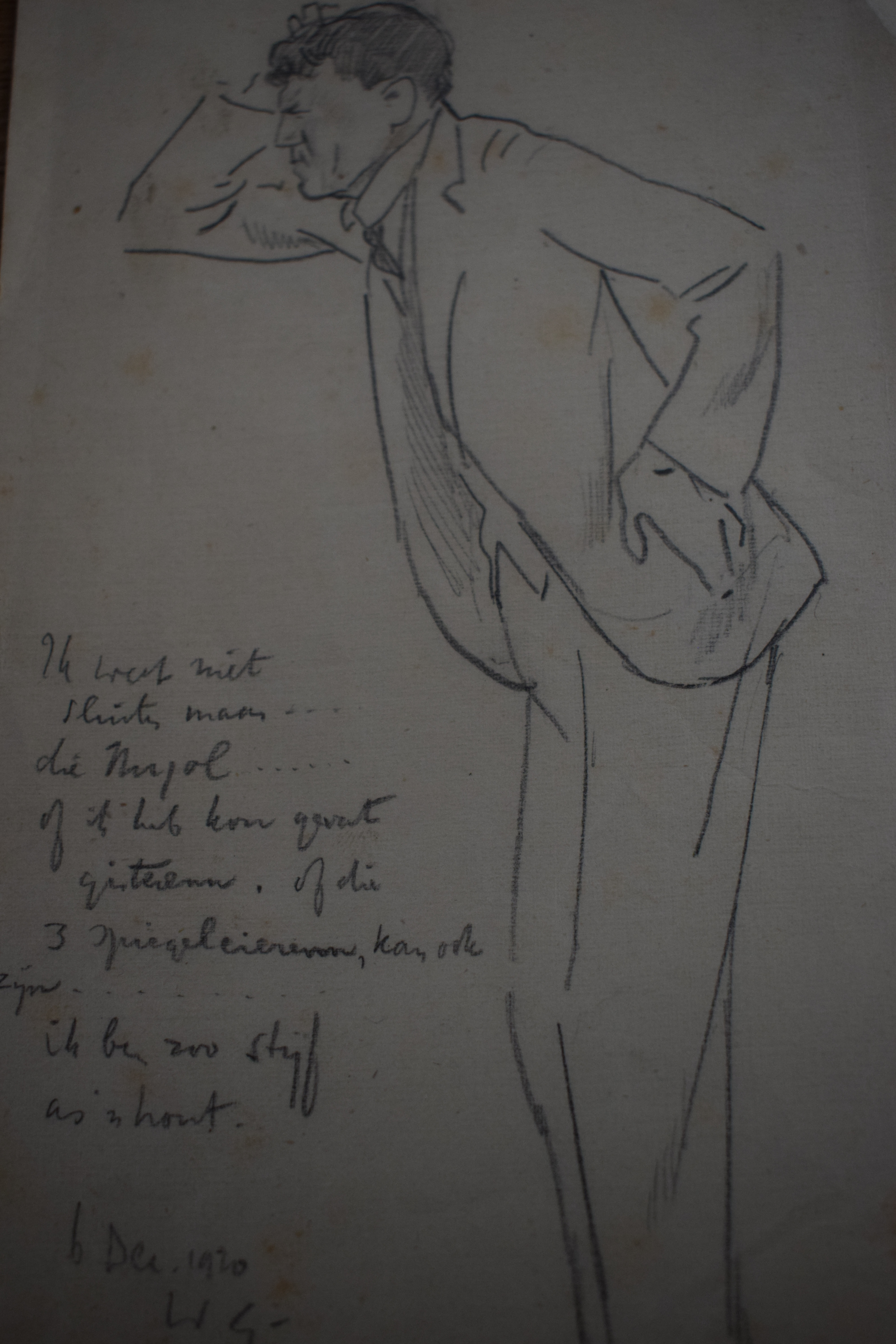 Willy Sluiter - Tekening turende man kopen? Bied vanaf 90!