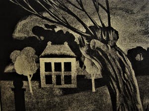 Niet of onleesbaar gesigneerd - gesigneerde omstreeks 1930 Ets "Nachtlandschap met landhuis" kopen? Bied vanaf 10!