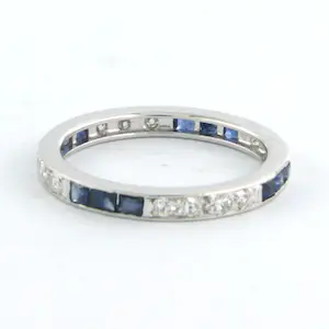 BWG witte ring met saffier en single cut geslepen diamanten tot. 0.20ct kopen? Bied vanaf 185!