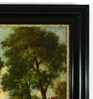 Andries van den Berg - (1852-1944) - " Zonnig Hollands landschap - Oude boer op landweg". kopen? Bied vanaf 300!