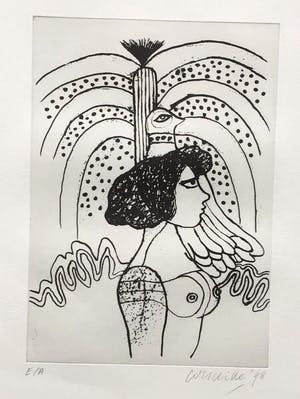 Corneille - Femme nue, oiseau, chat et arbre kopen? Bied vanaf 150!