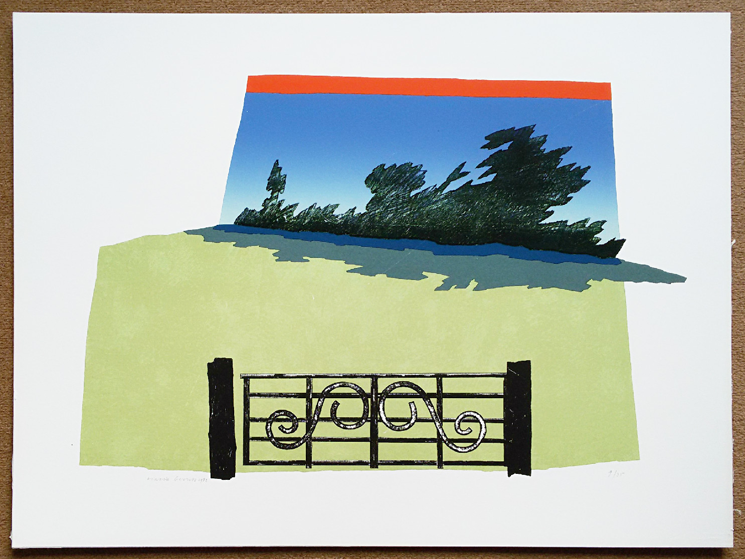 Harrie Gerritz - Hek in landschap, zeefdruk (groot) kopen? Bied vanaf 1!