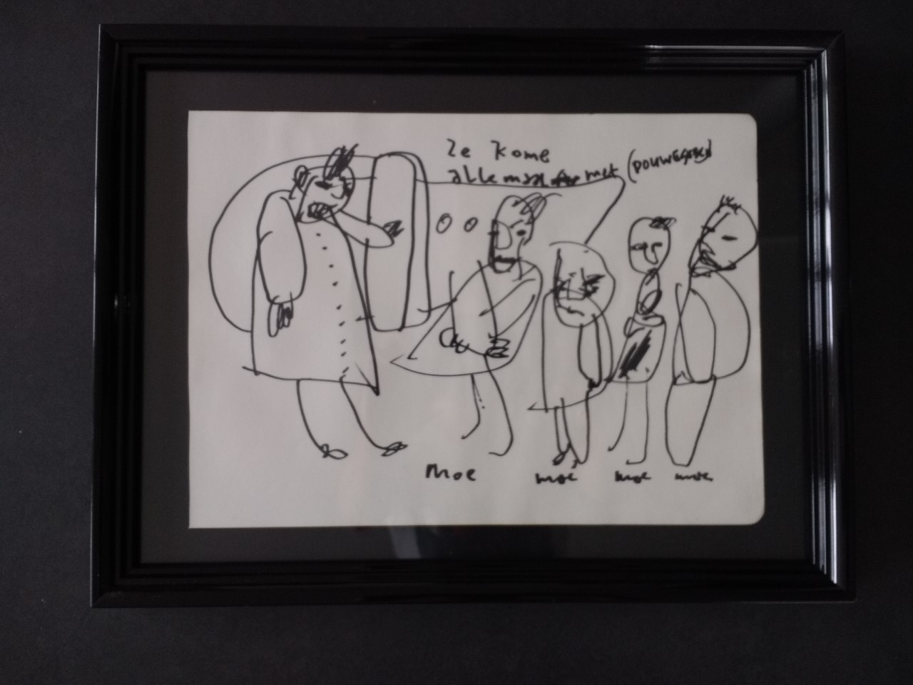 Herman Brood - Tekening uit 1991, moe moe moe, ingelijst + HBM certificaat kopen? Bied vanaf 180!