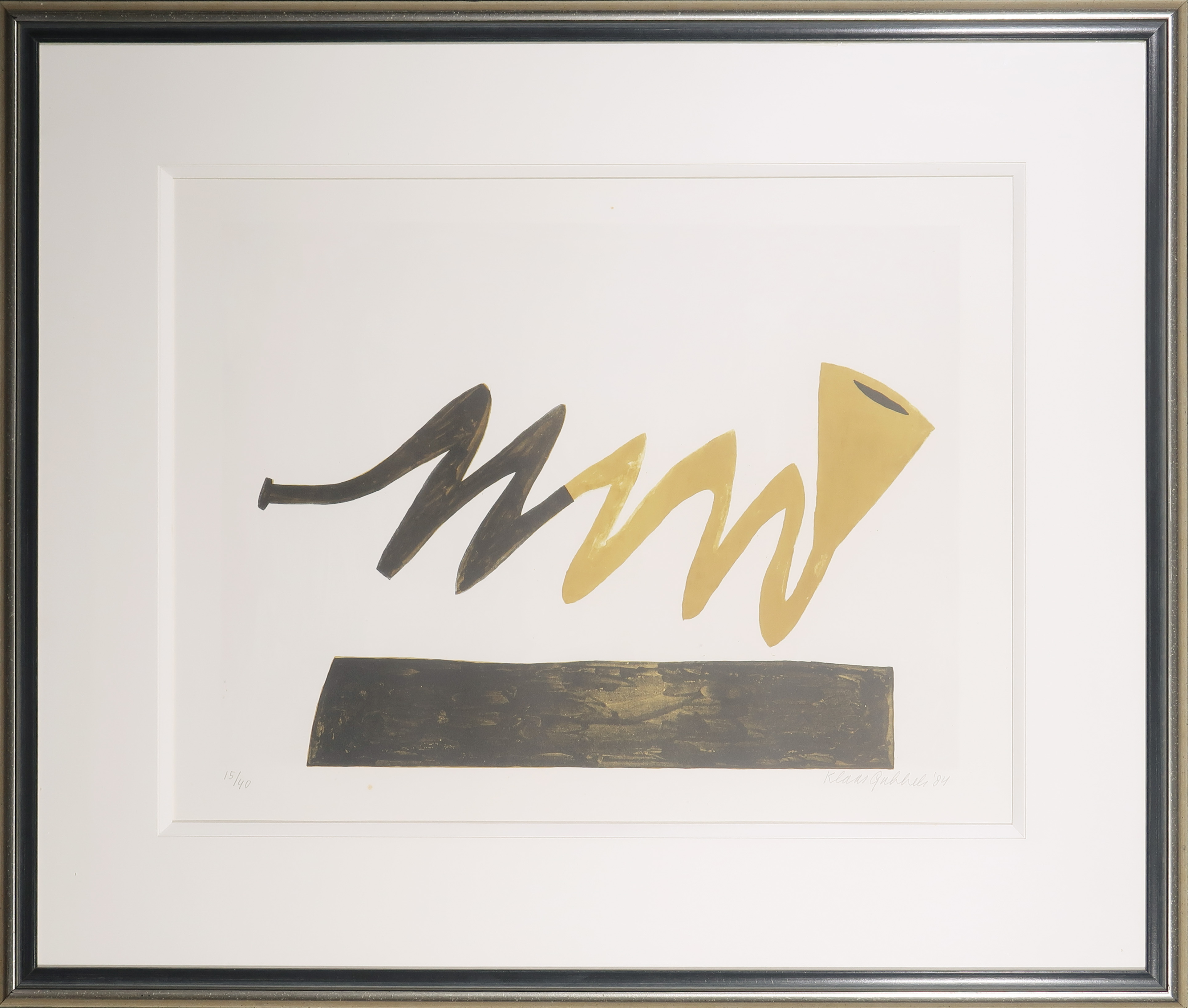 Klaas Gubbels - Litho, Blaasinstrument - Ingelijst verkocht voor € 220!