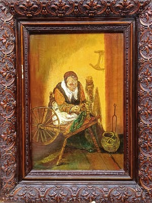 Niet of onleesbaar gesigneerd - Vrouw aan spinnewiel. kopen? Bied vanaf 1!