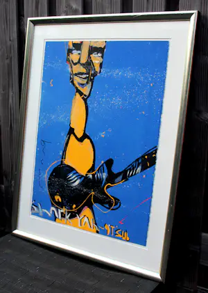 Herman Brood - Ingelijste zeefdruk:het bandje: de gitarist - 1990 kaufen? Bieten Sie von 350!