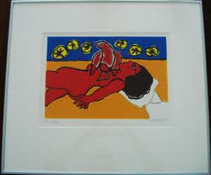 Corneille - Femme et l'oiseau (mooi ingelijst!) verkocht voor € 325!