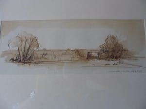 Hans van Helden - Inkt en aquarel op papier, Polderbrug te Nieuw kerk a/d IJssel kopen? Bied vanaf 10!