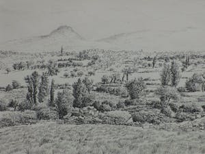 Gerard Lutz - Mediterraan landschap - Inkttekening kopen? Bied vanaf 1!