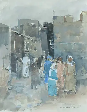 Jan Miechels - Aquarel, Oud Caïro - Ingelijst kopen? Bied vanaf 1!