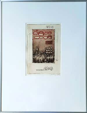 Jan Montyn - Ets: Voor nu + dan | 1977 | Ingelijst verkocht voor € 95!