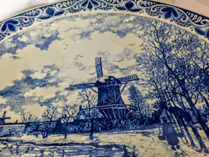Chemkefa - Wandteller Keramik Delft Blauw Winterlandschaft nach F.J. du Chattel 70er Jahre kopen? Bied vanaf 98!