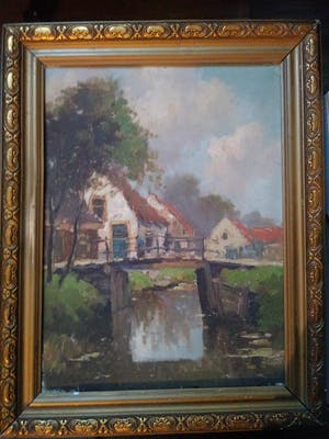 Niet of onleesbaar gesigneerd - Boerderij aan een rivier kopen? Bied vanaf 10!