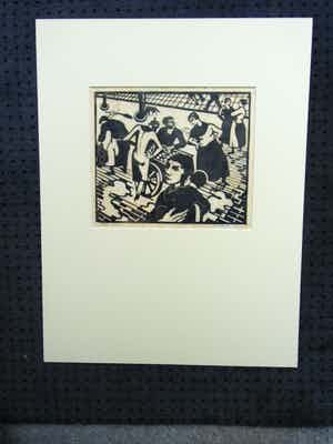 Wim Oepts - MARKTSCENE /// HOUTSNEDE VAN WIM OEPTS verkocht voor € 110!