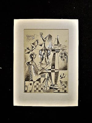 Henk van den Idsert - Bergense School - Kubistische Inkttekening - "bezint eer gij begint" gesigneerd kopen? Bied vanaf 80!