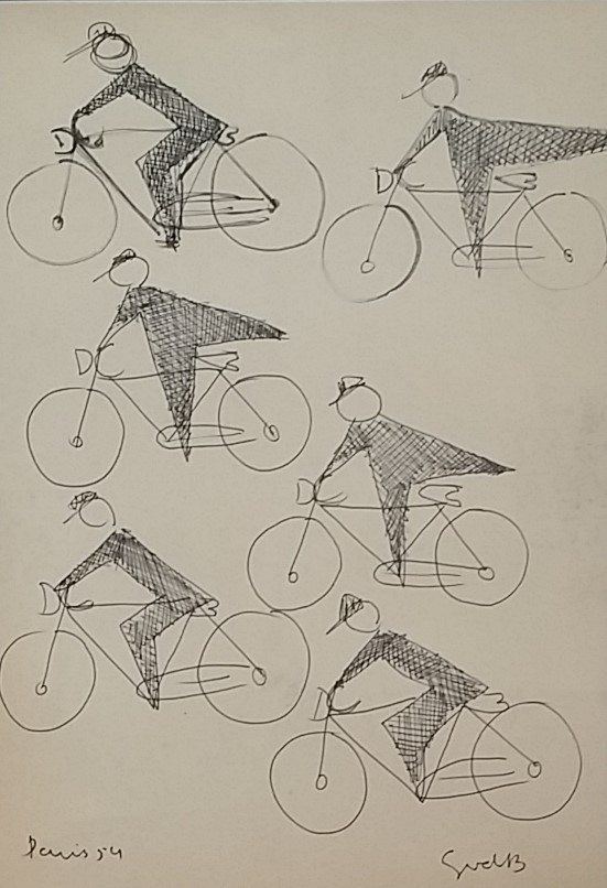 Siep van den Berg - Wielrenners - Inkt op papier kopen? Bied vanaf 150!