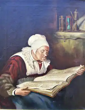 Bernhard Medema - Vrouw leest in de Bijbel. verkocht voor € 50!