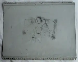 Metten Koornstra - Originele drukplaat , “Naakte vrouw poserend voor bed” – 1965 kopen? Bied vanaf 25!